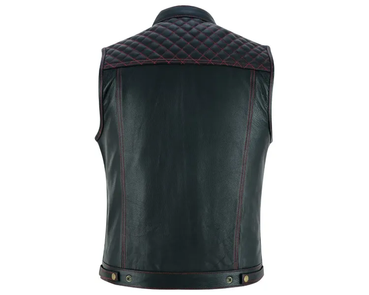 Black Denim MC Vest - Cut Off - SOA - Leather Neck - V2 / CE | Vesten