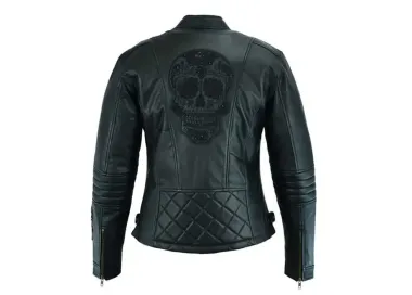 Blouson en cuir moto femme skull