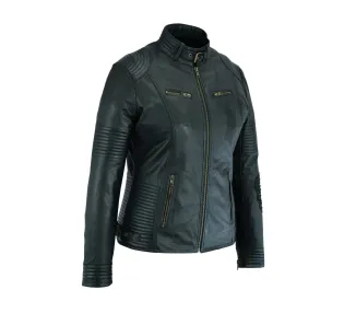 Blouson en cuir moto femme skull