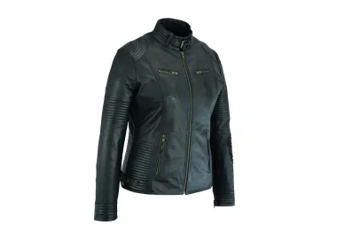 Blouson en cuir moto femme skull