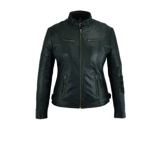 Blouson en cuir moto femme skull