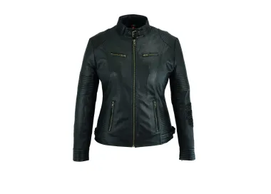 Blouson en cuir moto femme skull