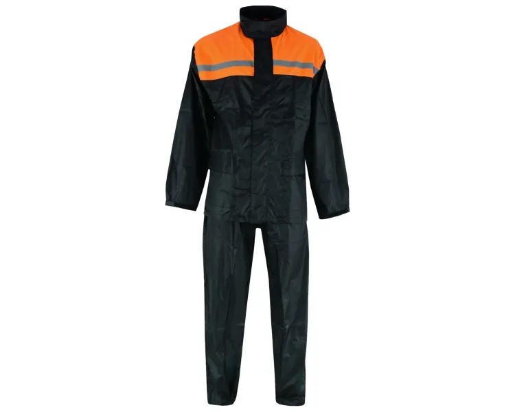 Ensemble tenue de pluie noire et orange