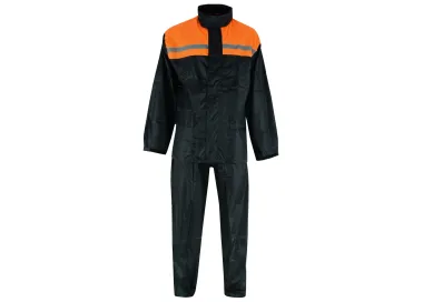 Ensemble tenue de pluie noire et orange