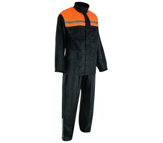 Ensemble tenue de pluie noire et orange