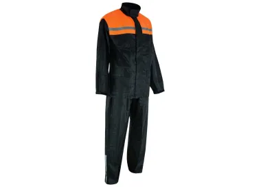 Ensemble tenue de pluie noire et orange